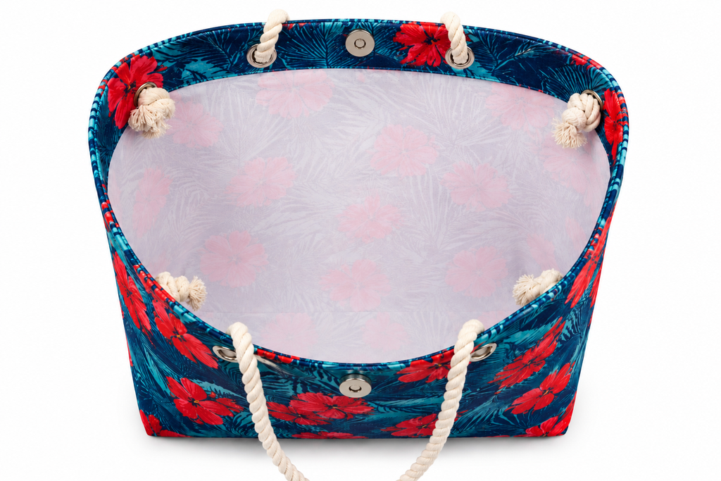 Hawaii Hibiscus Rope Tote Bag