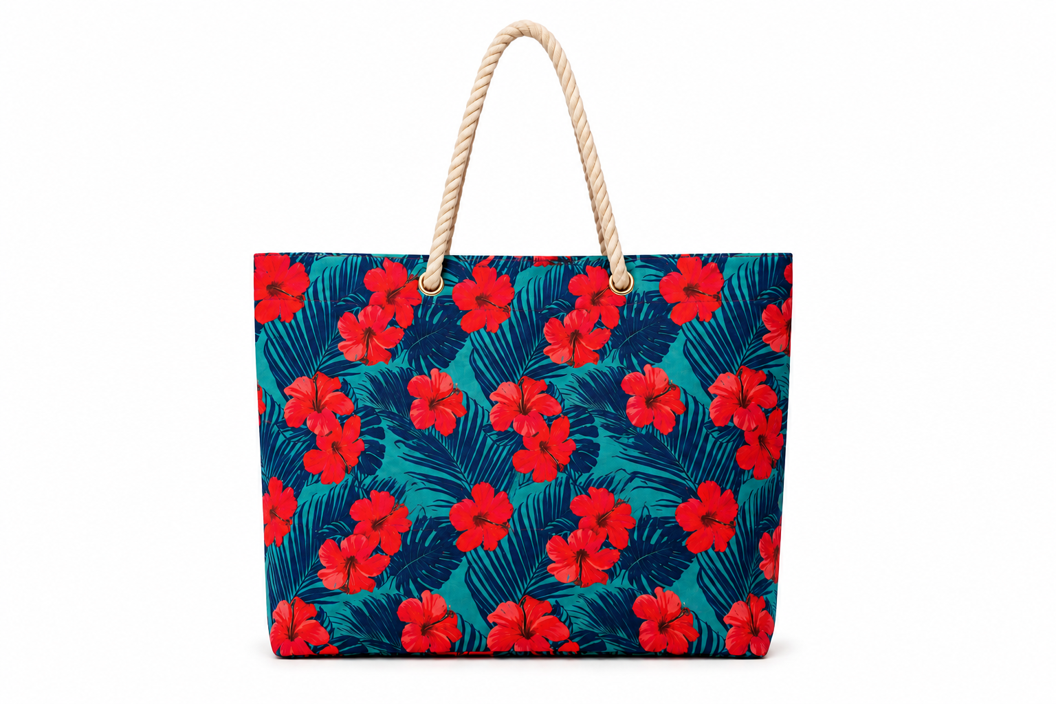 Hawaii Hibiscus Rope Tote Bag