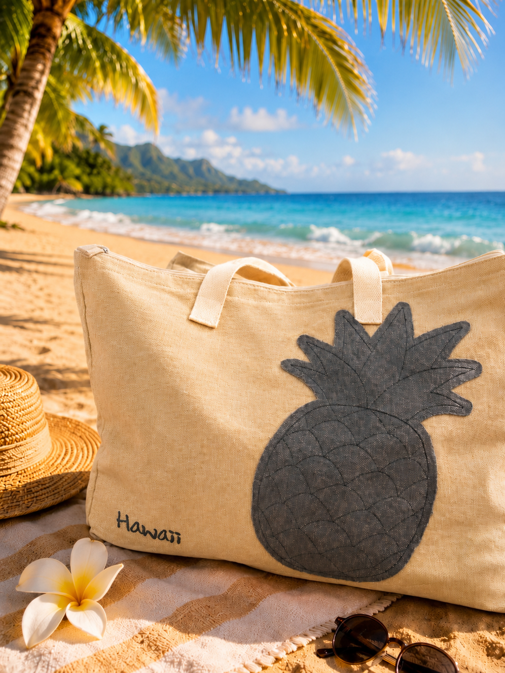 Hawaii X-Large Pineapple Beach Tote Bag