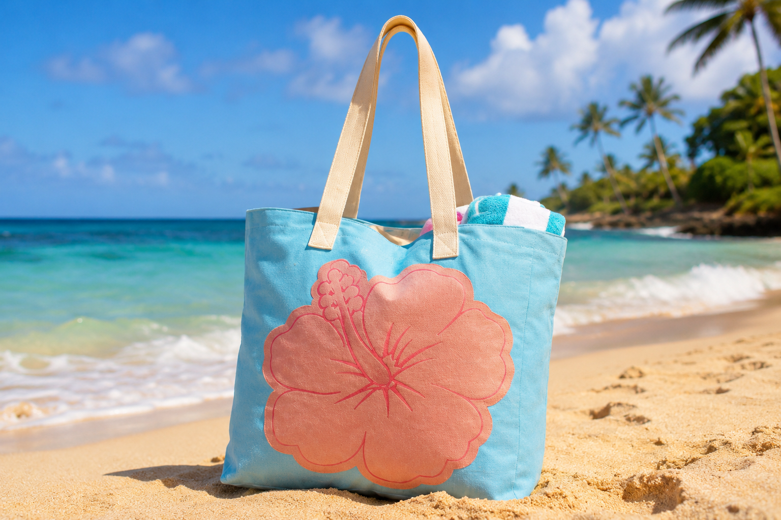 Hawaii X-Large Hibiscus Beach Tote Bag