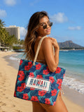 Hawaii Hibiscus Rope Tote Bag